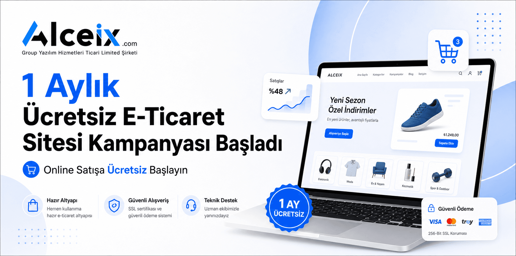 1 Aylık Ücretsiz E-Ticaret Sitesi Kampanyası Başladı: Online Satışa Ücretsiz Başlayın